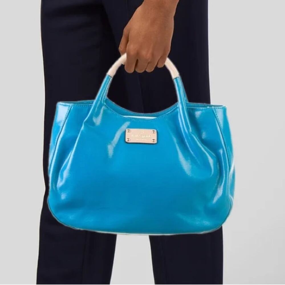Kate Spade‎ NY FLAWED Fulton Street Treesh Satchel Teal Blue Mid-Sz Contemporary